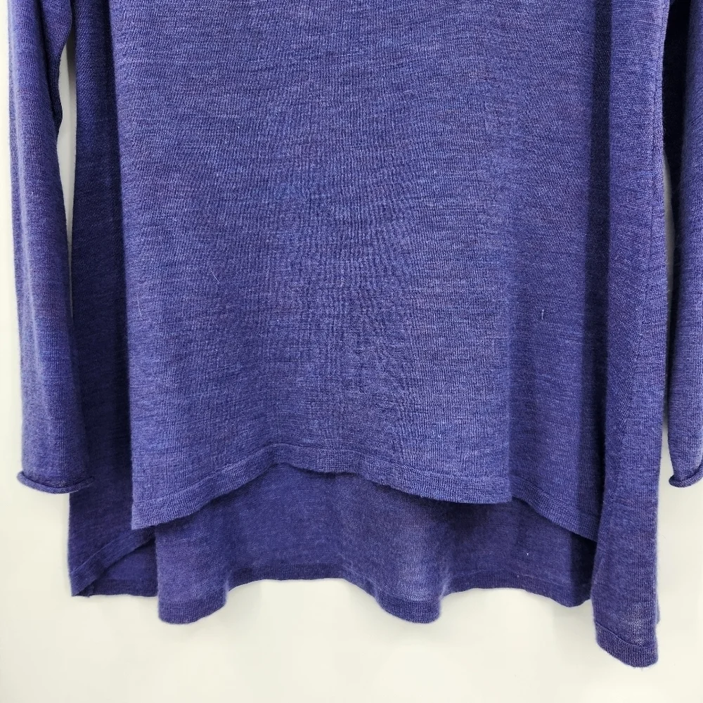 Eileen Fisher Long Sleeve Hi Lo Sweater Womens Size Small Violet Thin Knit Wool